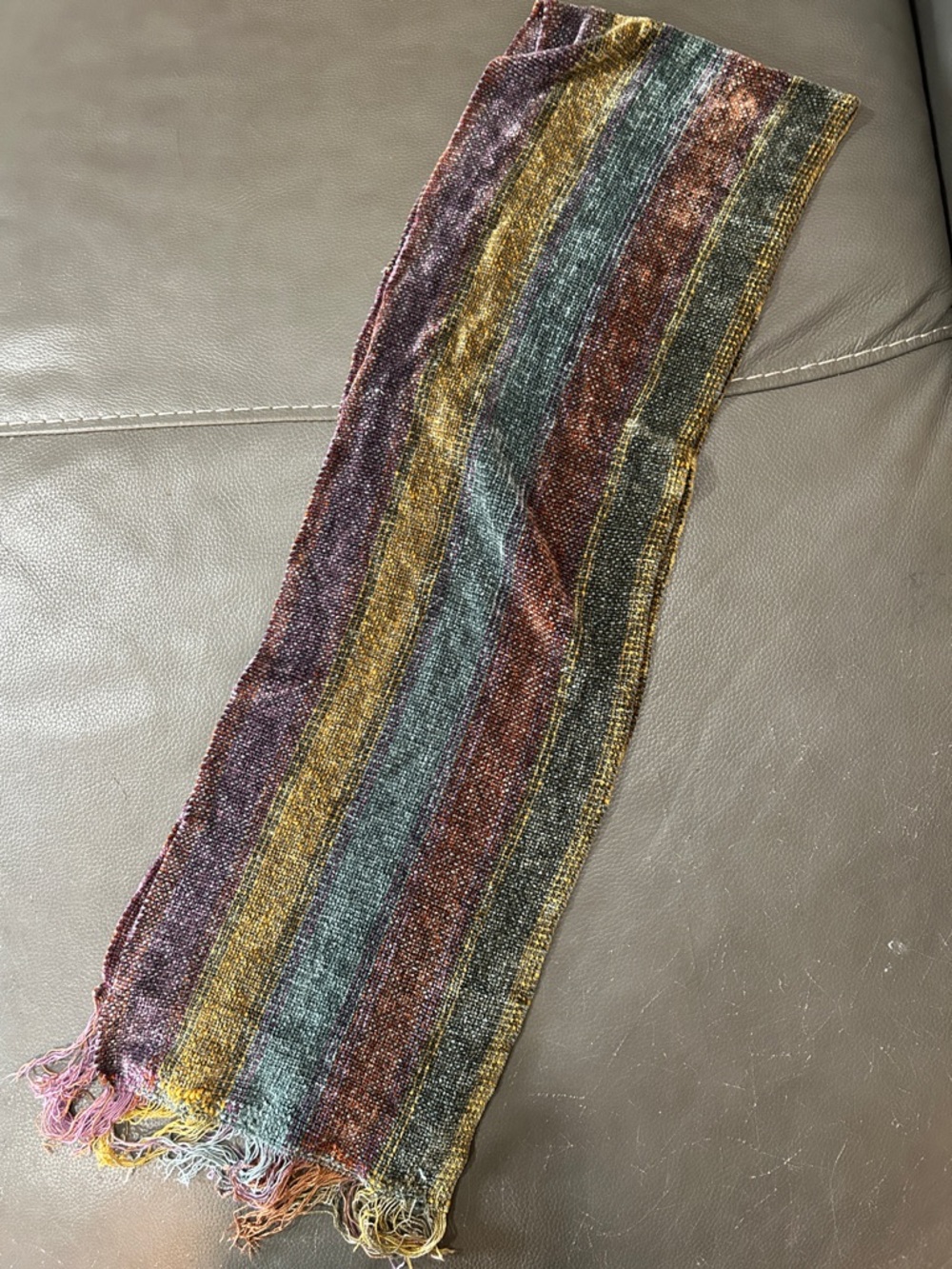Multicolored thick Knit Scarf 60x9” - Picture 4 of 4